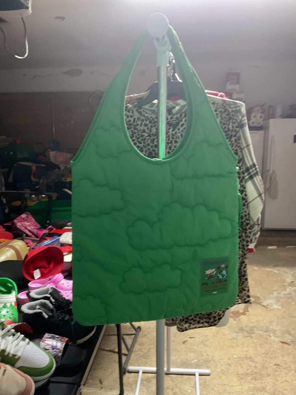 Coach Green Cloud-Print Tote with Patch Detail